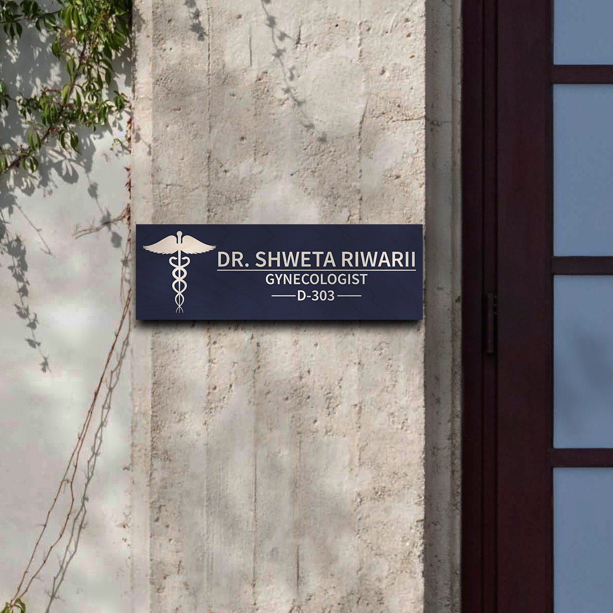 Navy Blue Doctor Name Plate Design for Clinic - Sblossom