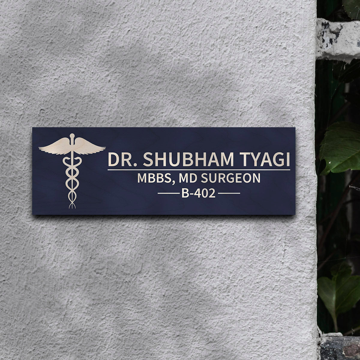 Navy Blue Doctor Name Plate Design for Clinic - Sblossom