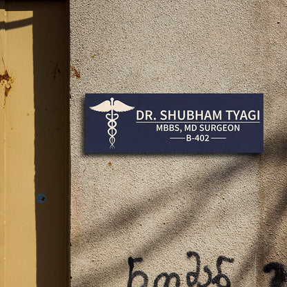 Navy Blue Doctor Name Plate Design for Clinic - Sblossom