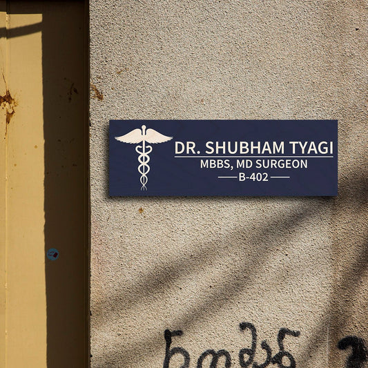 Navy Blue Doctor Name Plate Design for Clinic - Sblossom