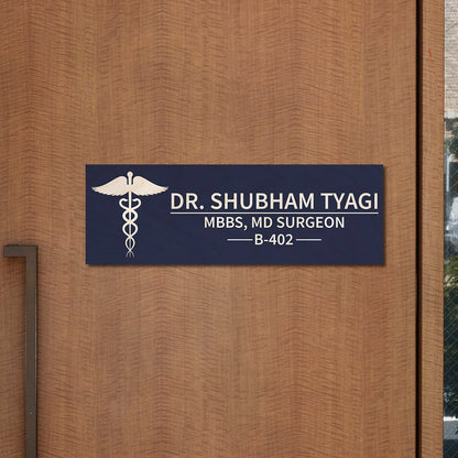 Navy Blue Doctor Name Plate Design for Clinic - Sblossom
