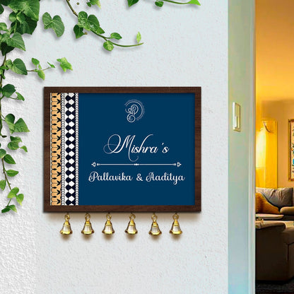 Navy-Gold Main Door Name Plate for Entrance - Sblossom