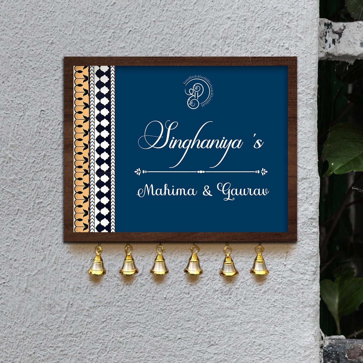 Navy-Gold Main Door Name Plate for Entrance - Sblossom