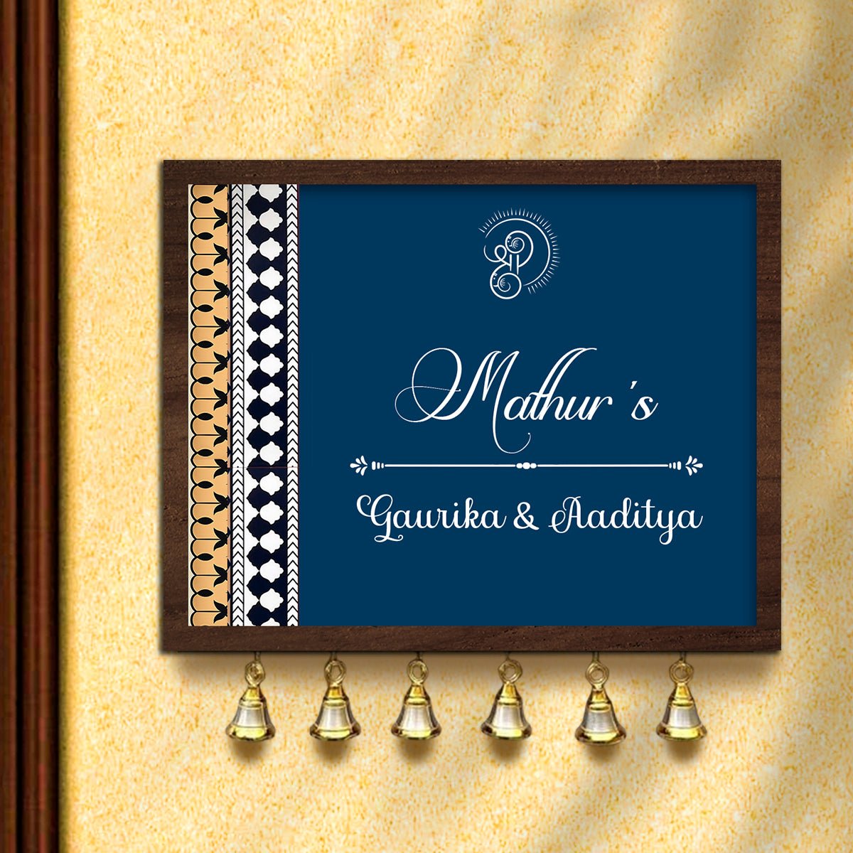 Navy-Gold Main Door Name Plate for Entrance - Sblossom