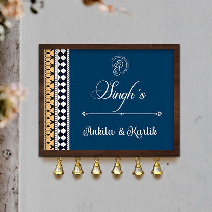 Navy-Gold Main Door Name Plate for Entrance - Sblossom