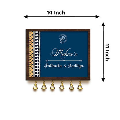 Navy-Gold Main Door Name Plate for Entrance - Sblossom