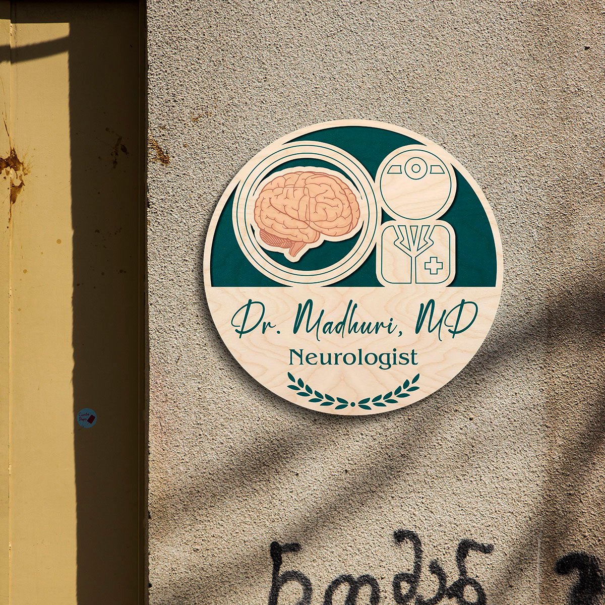 Neurologist Doctor Name Plate Design for Clinic – Circular,12x12 Inch - Sblossom