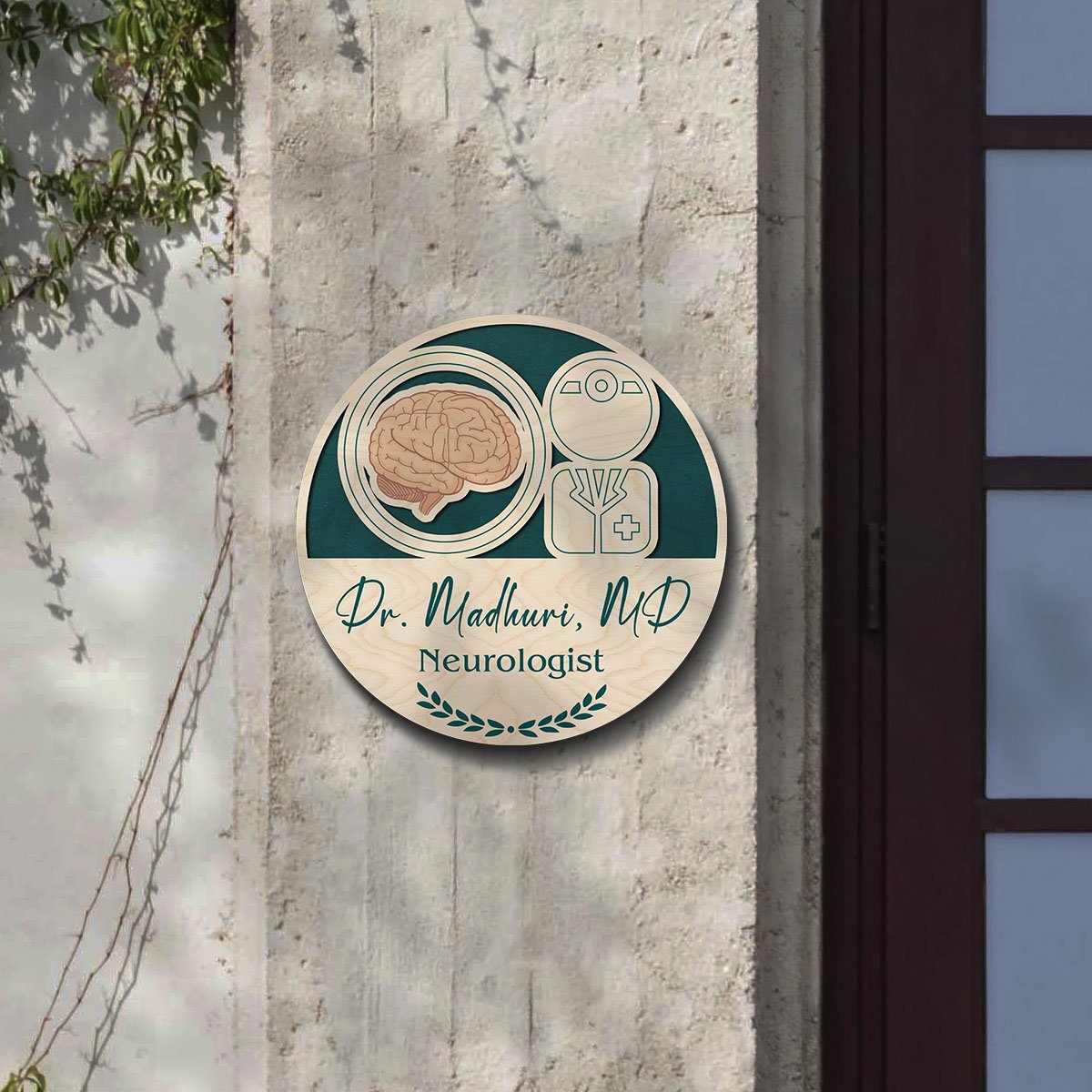 Neurologist Doctor Name Plate Design for Clinic – Circular,12x12 Inch - Sblossom