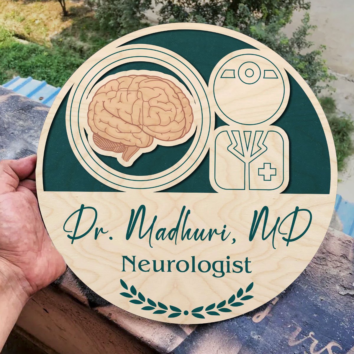 Neurologist Doctor Name Plate Design for Clinic – Circular,12x12 Inch - Sblossom