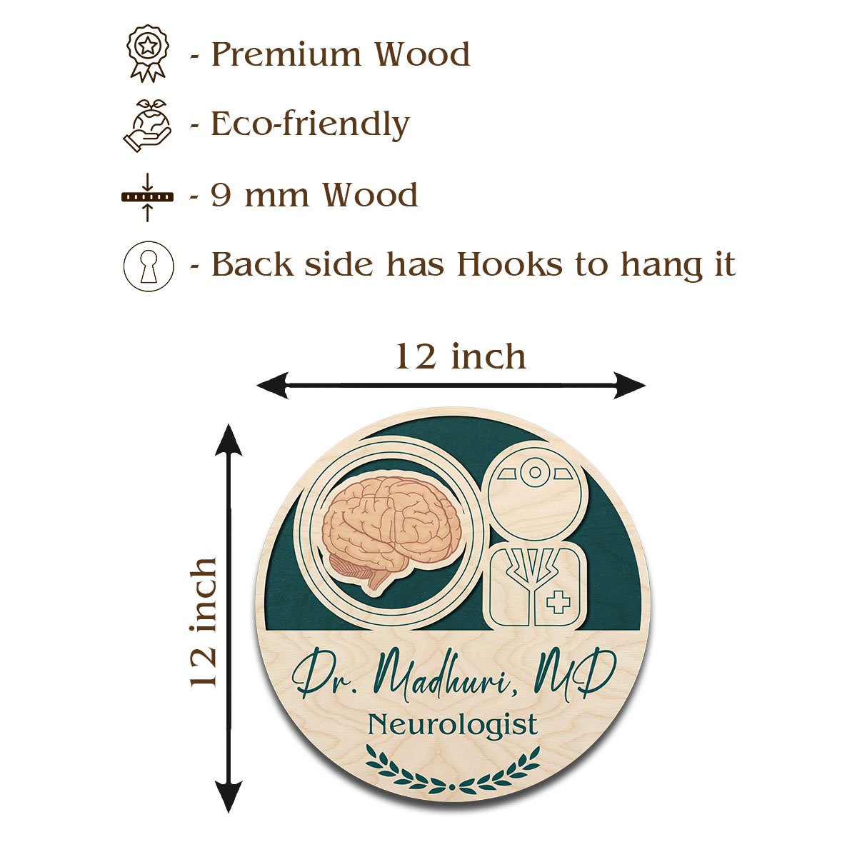 Neurologist Doctor Name Plate Design for Clinic – Circular,12x12 Inch - Sblossom