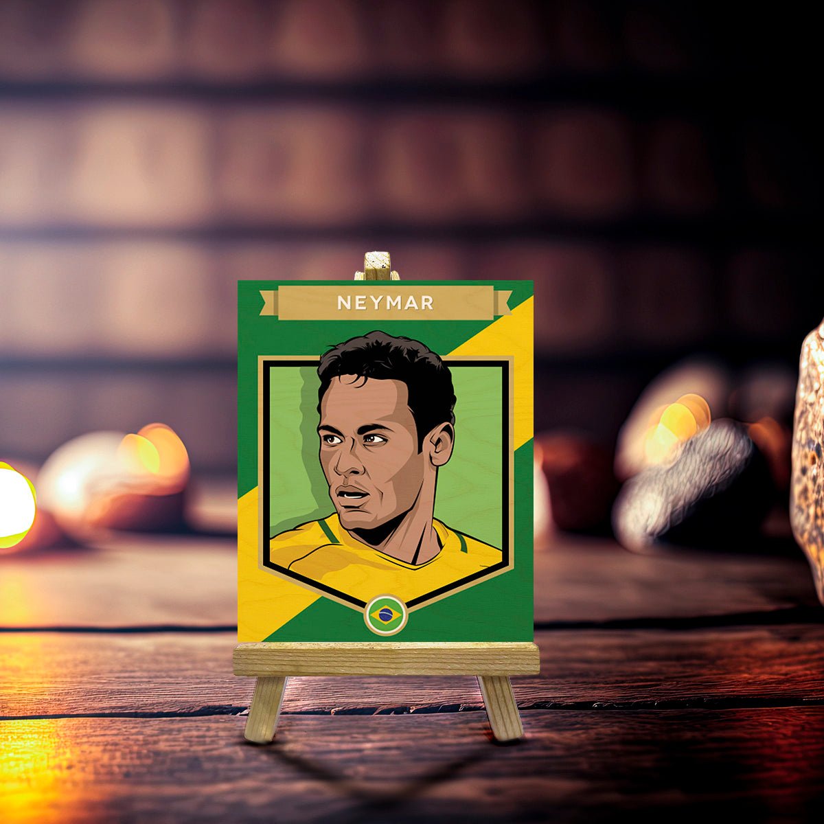 Neymar Minimalist Wood Print with Stand for Football Fans - Sblossom