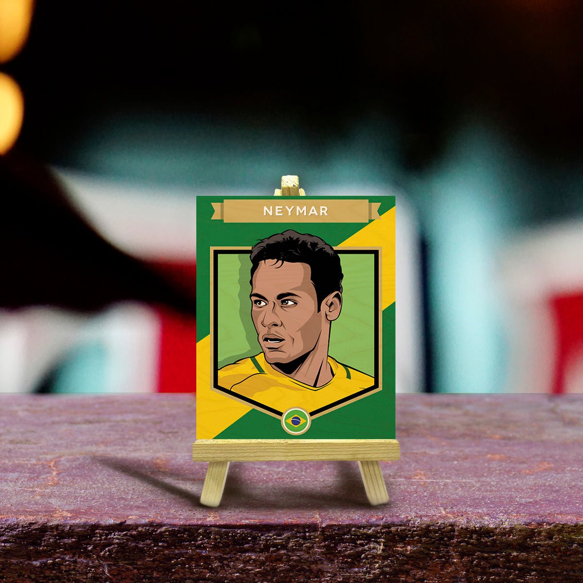 Neymar Minimalist Wood Print with Stand for Football Fans - Sblossom