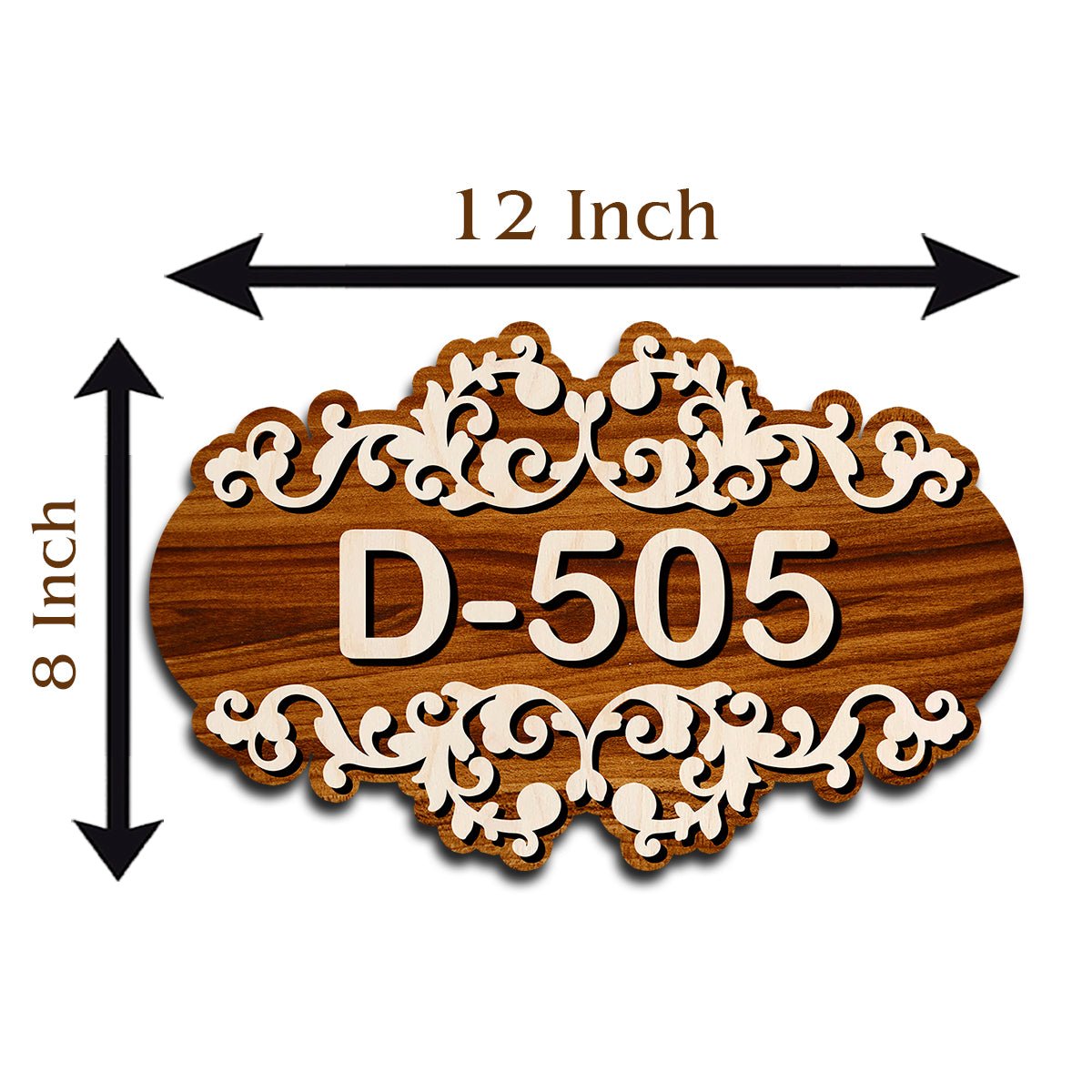 Number Plate for Home – Filigree Walnut Scroll in 3D - Sblossom