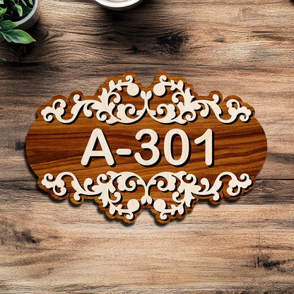 Number Plate for Home – Filigree Walnut Scroll in 3D - Sblossom
