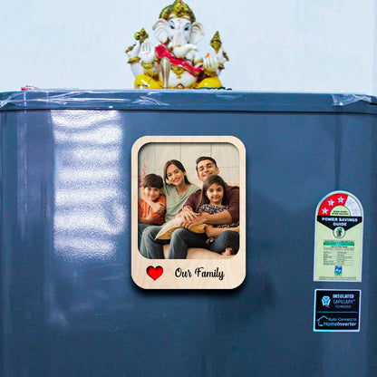 Our Family Photo Magnet in Wood with Personalized Print Design - Sblossom