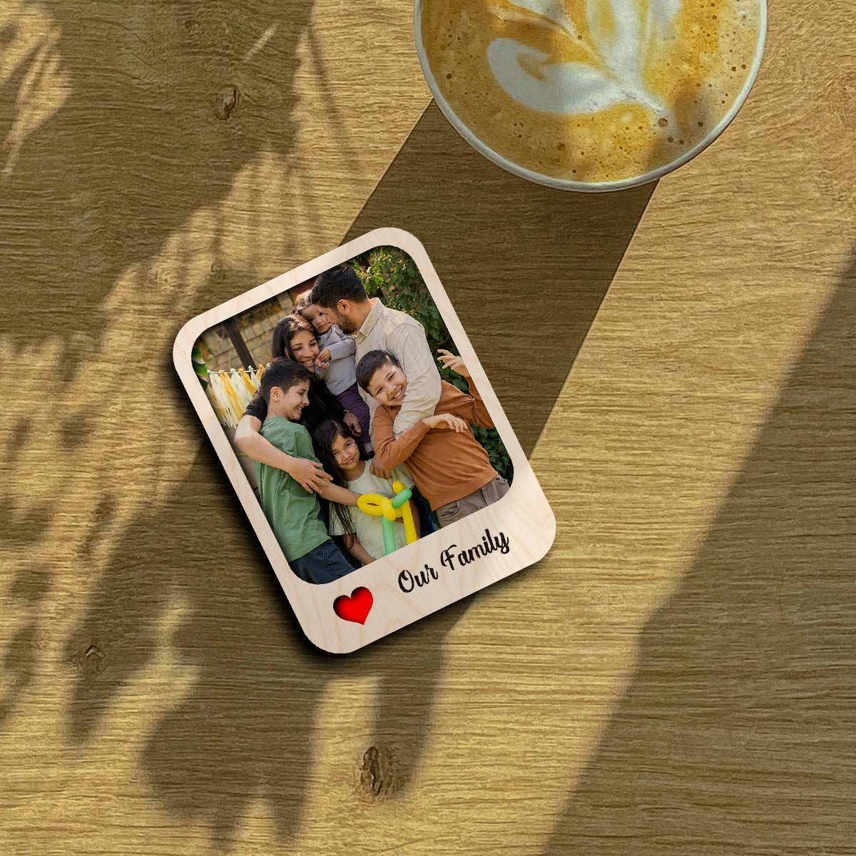 Our Family Photo Magnet in Wood with Personalized Print Design - Sblossom