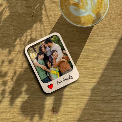 Our Family Photo Magnet in Wood with Personalized Print Design - Sblossom