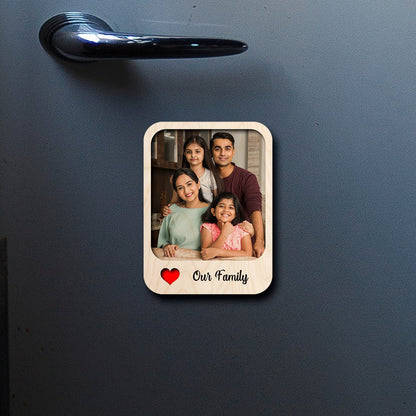 Our Family Photo Magnet in Wood with Personalized Print Design - Sblossom
