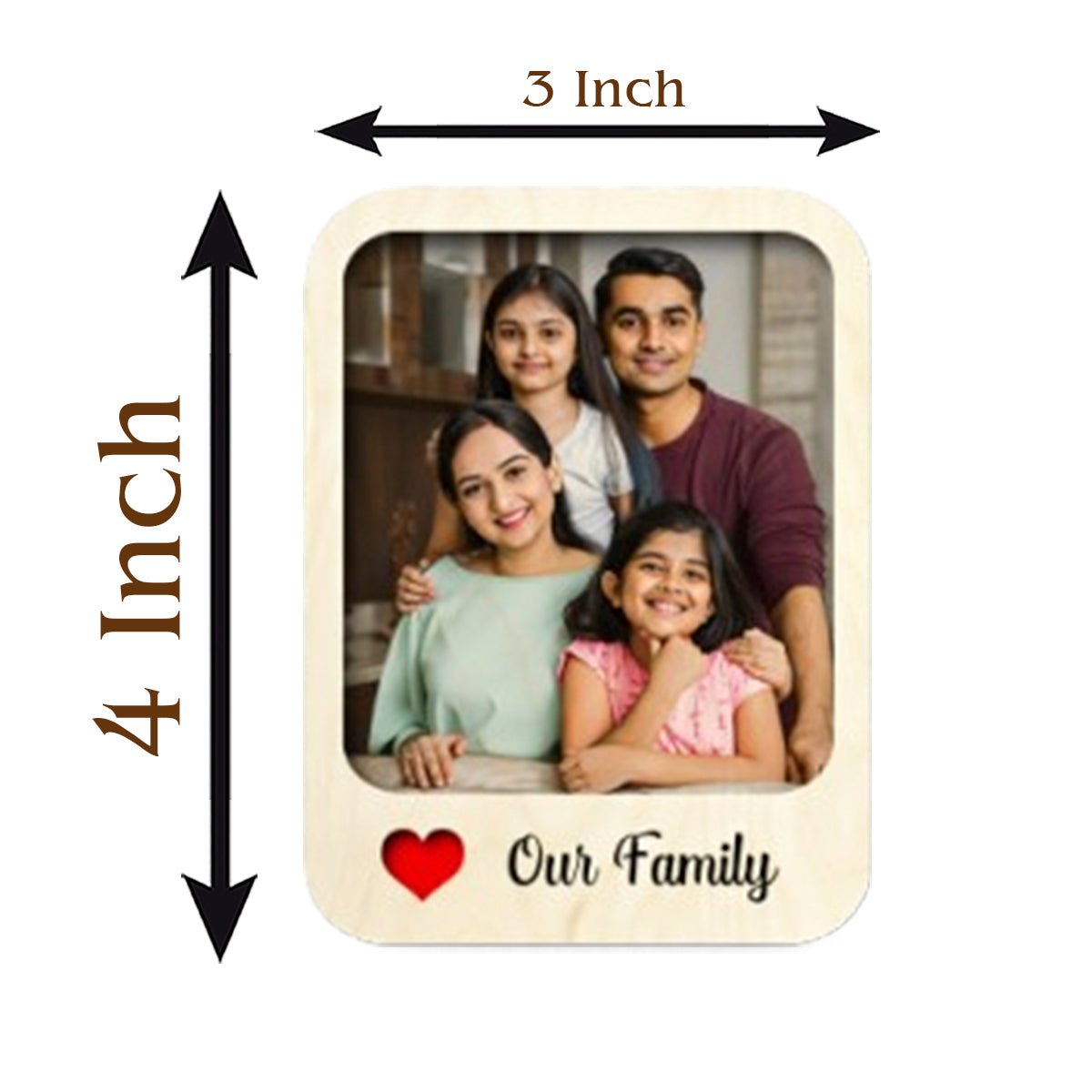 Our Family Photo Magnet in Wood with Personalized Print Design - Sblossom