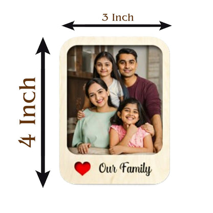 Our Family Photo Magnet in Wood with Personalized Print Design - Sblossom