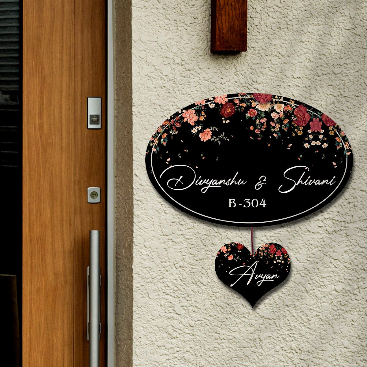 Oval Floral Family Name Plate for Main Door - Sblossom