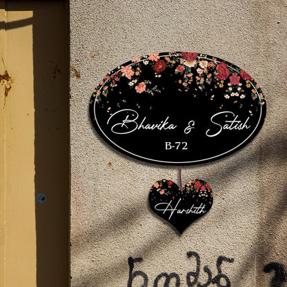 Oval Floral Family Name Plate for Main Door - Sblossom
