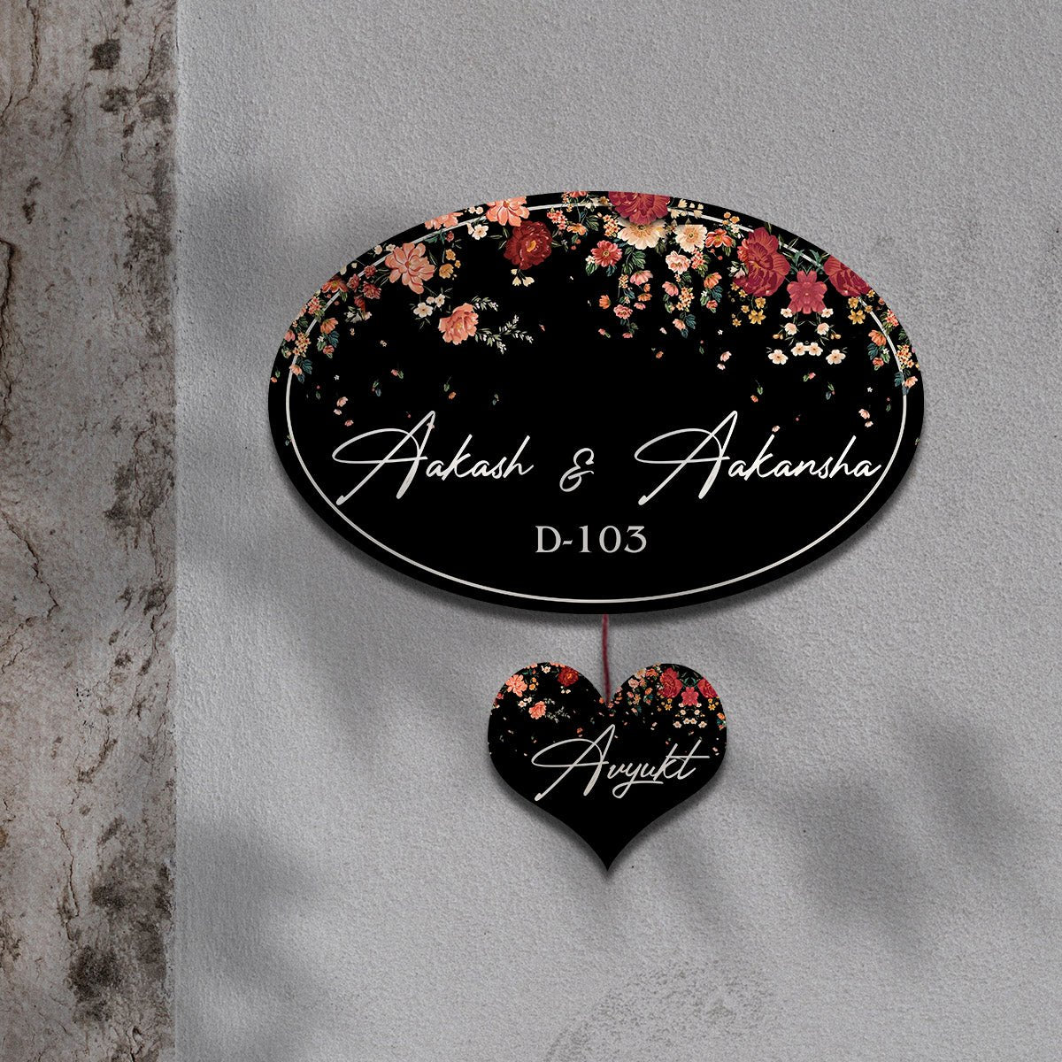 Oval Floral Family Name Plate for Main Door - Sblossom