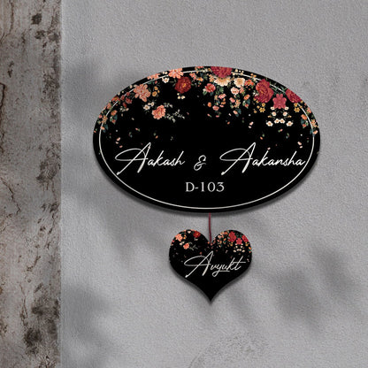 Oval Floral Family Name Plate for Main Door - Sblossom