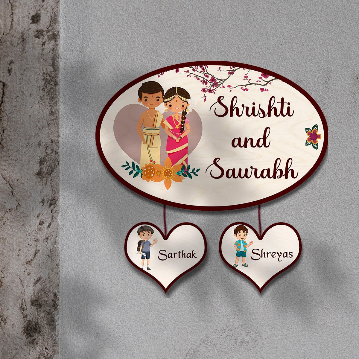 Oval Kannada Name Plate Design for Home Entrance - Sblossom