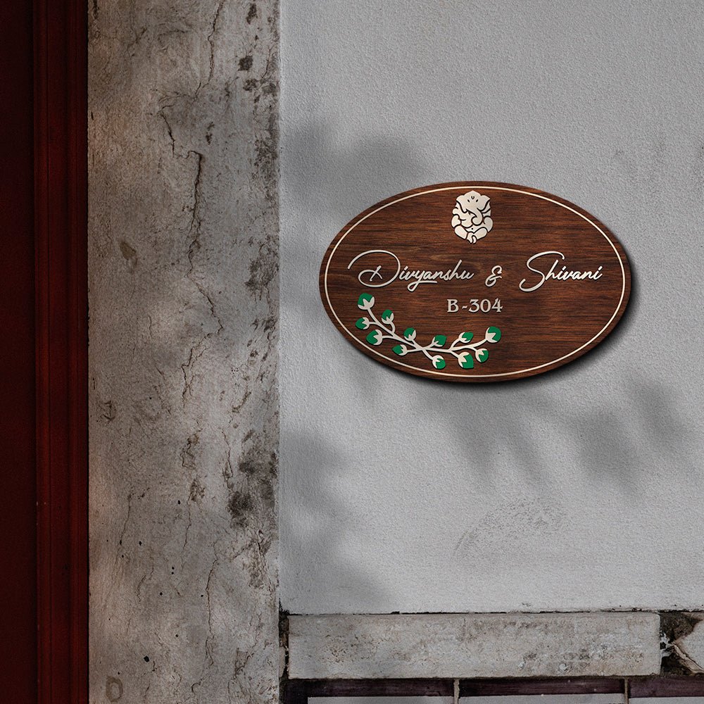 Oval Name Plate Design for Front Door - Sblossom