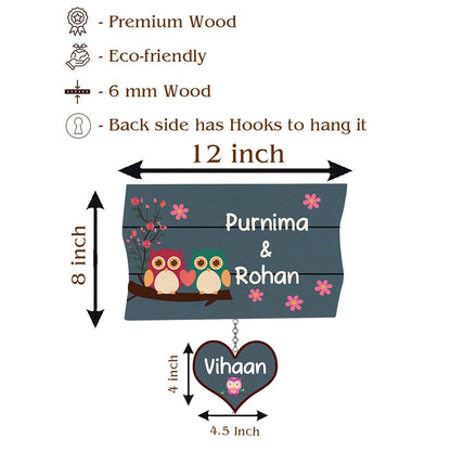 Owl Garden Name Plate Design for Home with Kids Names - Sblossom