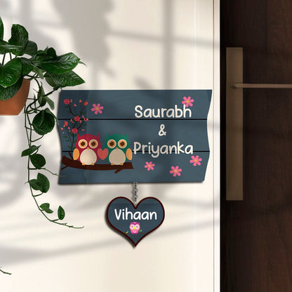 Owl Garden Name Plate Design for Home with Kids Names - Sblossom