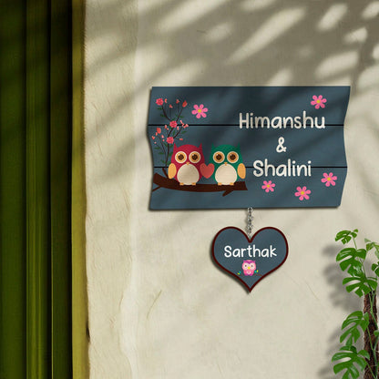 Owl Garden Name Plate Design for Home with Kids Names - Sblossom
