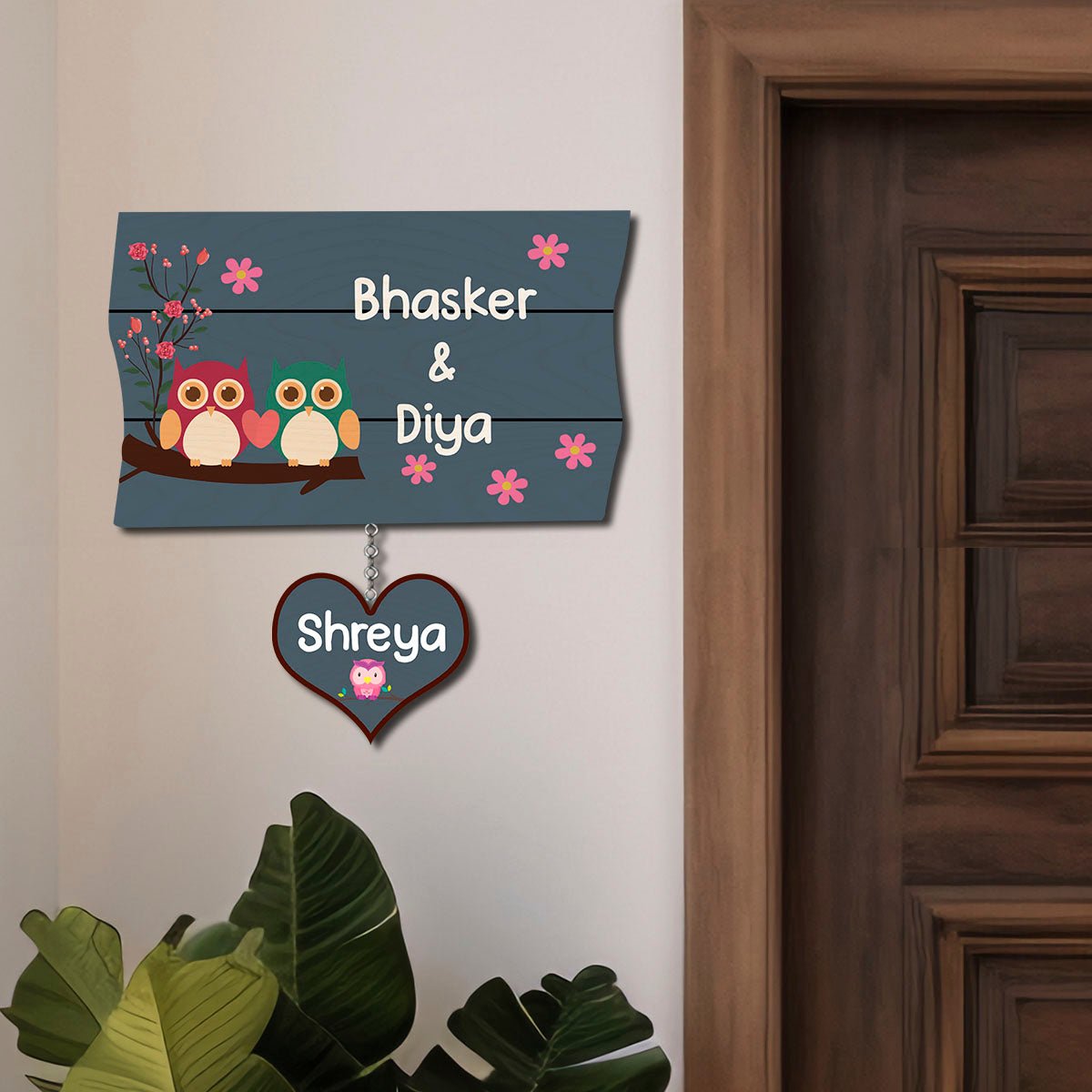 Owl Garden Name Plate Design for Home with Kids Names - Sblossom