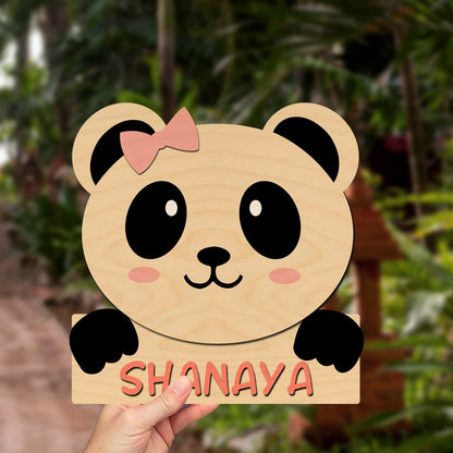 Panda Face Kids Name Plate – Cutout for Bedroom Door - Sblossom