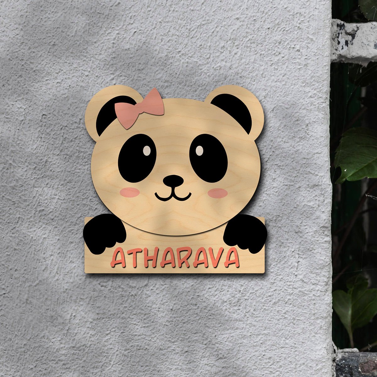 Panda Face Kids Name Plate – Cutout for Bedroom Door - Sblossom