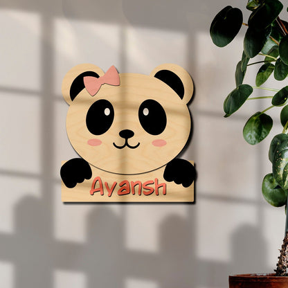 Panda Face Kids Name Plate – Cutout for Bedroom Door - Sblossom