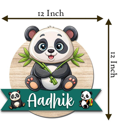 Panda Name Plate for Kids Room — Wooden Bamboo Cub - Sblossom
