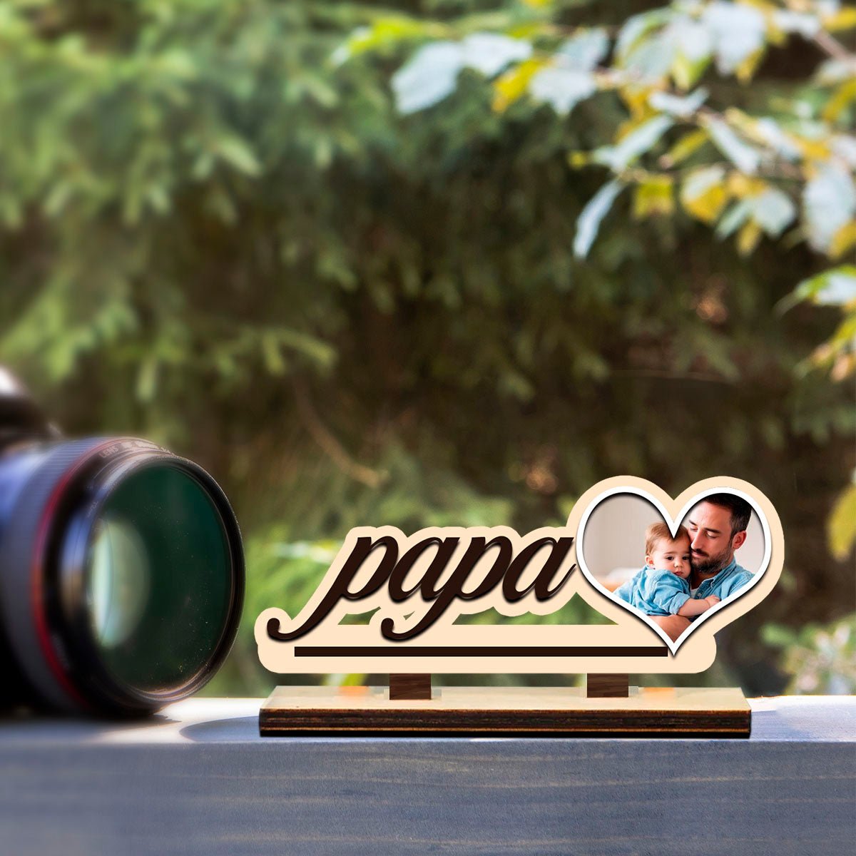 Papa Photo Display Frame in Wood with Personalized Love Design - Sblossom