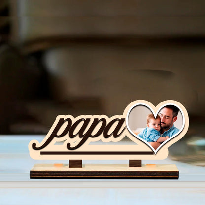 Papa Photo Display Frame in Wood with Personalized Love Design - Sblossom