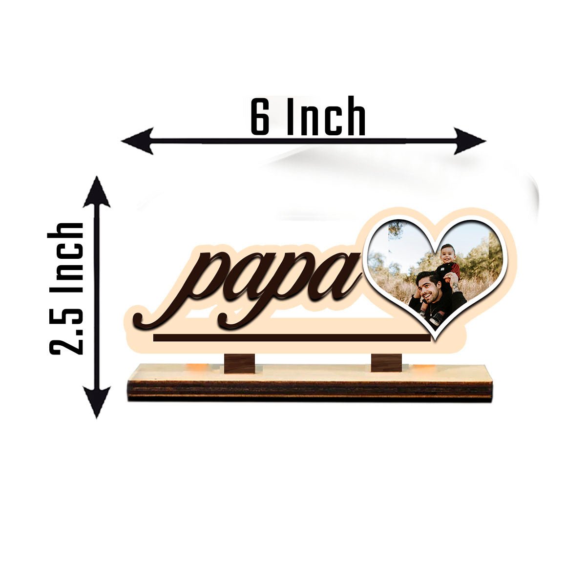 Papa Photo Display Frame in Wood with Personalized Love Design - Sblossom