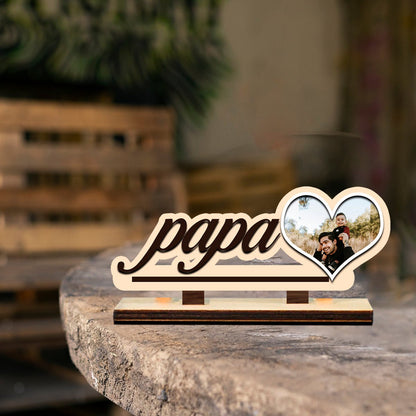 Papa Photo Display Frame in Wood with Personalized Love Design - Sblossom
