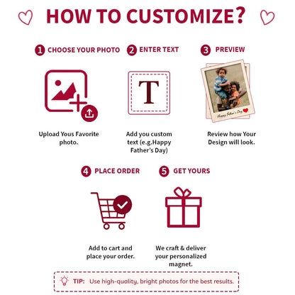 Papa Photo Memory Magnet in Wood with Personalized Print Design - Sblossom