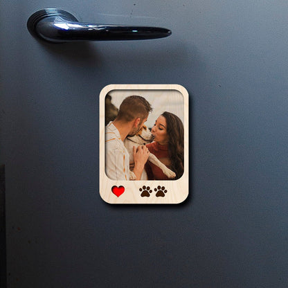 Paw Print Photo Magnet in Wood with Personalized Pet Print - Sblossom