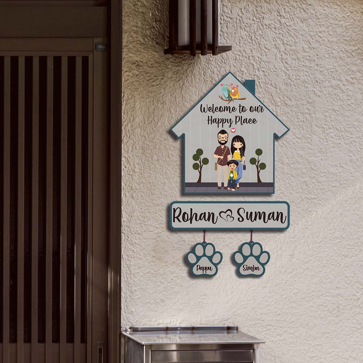 Paw Sign Couple Pet Name Plate for Door - Sblossom
