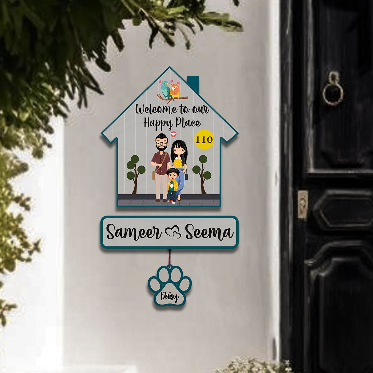 Paw Sign Couple Pet Name Plate for Door - Sblossom