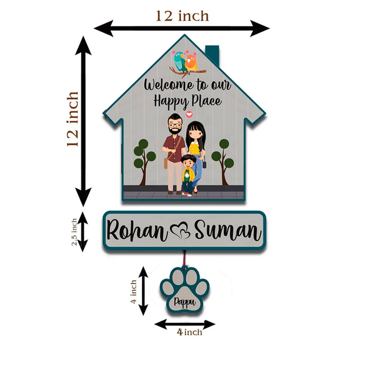 Paw Sign Couple Pet Name Plate for Door - Sblossom