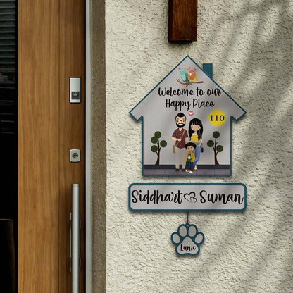 Paw Sign Couple Pet Name Plate for Door - Sblossom