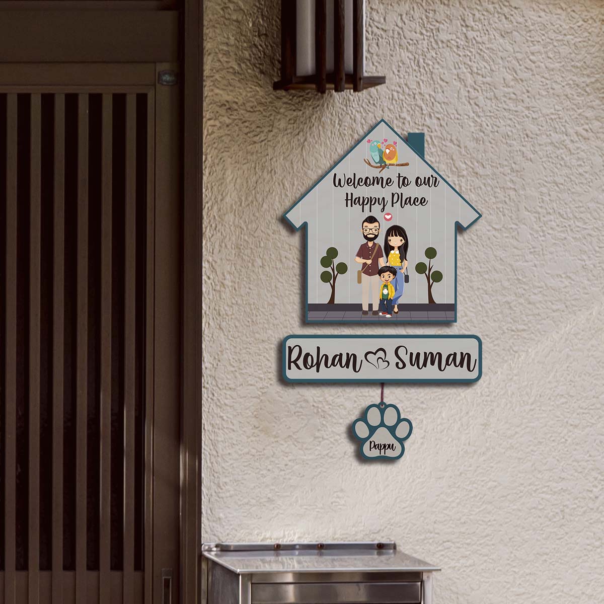 Paw Sign Couple Pet Name Plate for Door - Sblossom