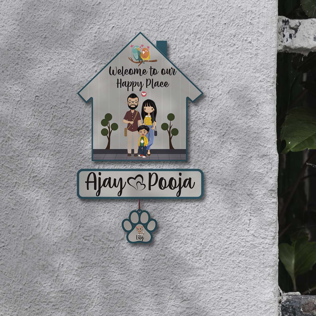 Paw Sign Couple Pet Name Plate for Door - Sblossom